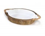 Oval Casserole Basket with Stoneware Roaster, Large 4QT